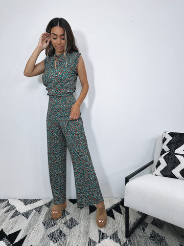 Ensemble Top et Pantalon Fluide à Imprimé Texturé